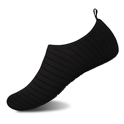 watelves Womens and Mens Kids Water Shoes Barefoot Quick-Dry Aqua Socks for Beach Swim Surf Yoga Exercise (TW.Black, M)