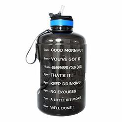 BuildLife Gallon Motivational Water Bottle with Time Marked to Drink More Daily and Nozzle,BPA Free Reusable Gym Sports