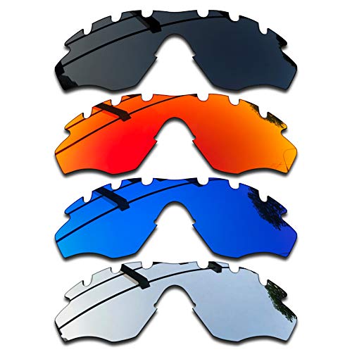 SEEABLE Premium Polarized Mirror Replacement Lenses for Oakley M2 Frame XL Vented Sunglasses - Dark Black+Silver Mirror+Blue
