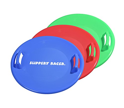 Slippery Racer Downhill Pro 26 Inch Diameter Cold Resistant Saucer Disc Outdoor Winter Toy Snow Sled, Blue, Red, and Green (3