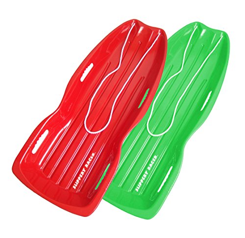 Slippery Racer Downhill Toboggan Snow Sled, Twin Pack - 1 - Red / 1 - Green