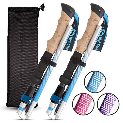 High Stream Gear Women's Collapsible Walking Sticks, 2 Lightweight Foldable Hiking & Trekking Poles, Adjustable Quick Lock