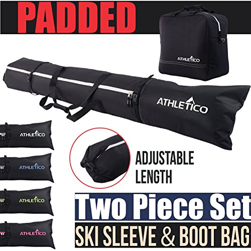 Athletico Padded Ski Bag Combo - Ski Bag & Separate Ski Boot Bag - Store & Transport Skis Up to 200 cm and Boots Up to Size