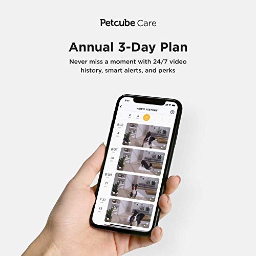 Petcube Smart Pet camera 1-Year Subscription Plan: Video History Smart Alerts & Pet care Perks
