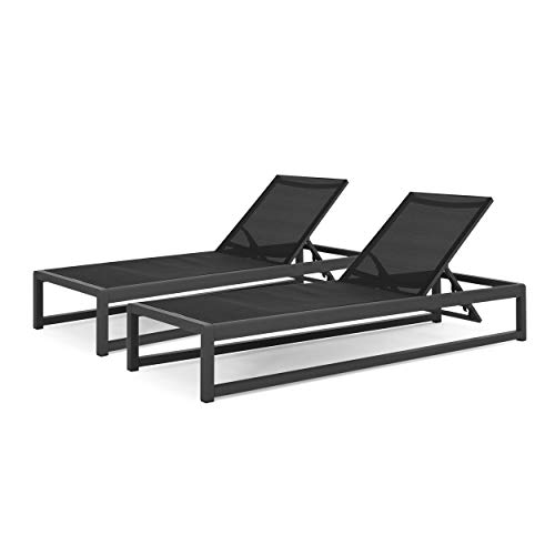 Christopher Knight Home 311948 Eudora Outdoor Chaise Lounge (Set of 2), Black, Gray