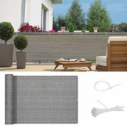 SUNNY GUARD 3'x16'Balcony Deck Privacy Screen Apartments Railing Cover Heavy Duty Mesh Windscreen Brown Grey