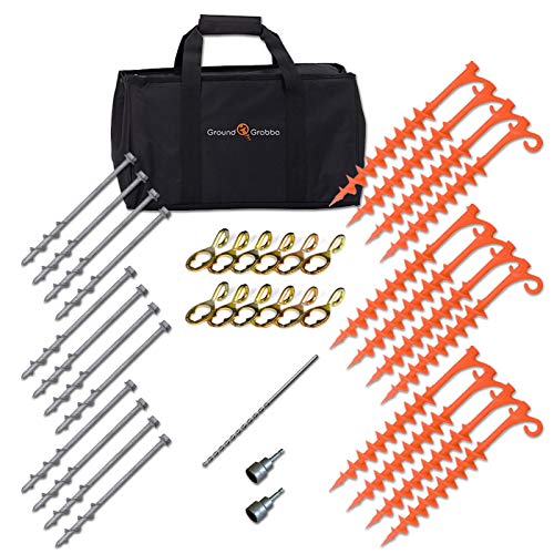 GROUNDGRABBA Ground Anchor Screw Kit 40pc Ground Anchors Heavy Duty for High Winds Ground