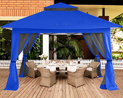 ABCCANOPY 13'x13' Gazebo Tent Outdoor Pop up Gazebo Canopy Shelter with Mosquito Netting (Royal Blue)