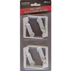 Cooking Concepts Table Cloth Clamps White Plastic Spring-Loaded 4/PK