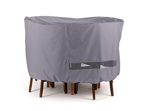 Covermates Round Dining Table/Chair Set Cover - Water-Resistant Polyester, Mesh Ventilation, Patio Table Covers - Charcoal