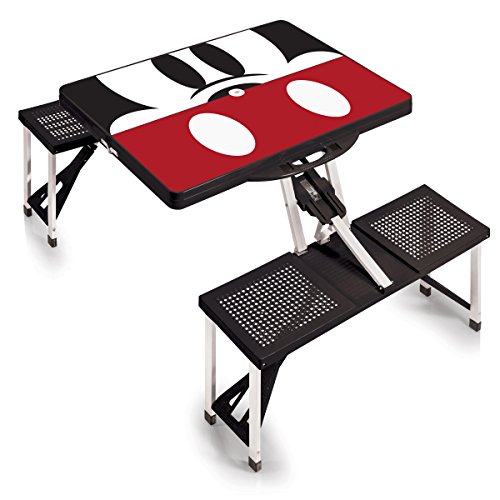 Picnic Time Disney Classics Mickey Mouse Portable Folding Picnic Table with Seating for 4, Black