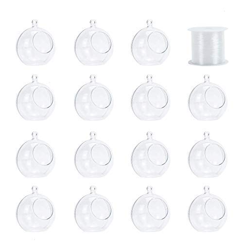 Pomeat Acrylic Hanging Globe, 15 PCS Hanging Candle Holder with 130 Ft Fishing Line, Air Plant Tillandsia Succulent Vase