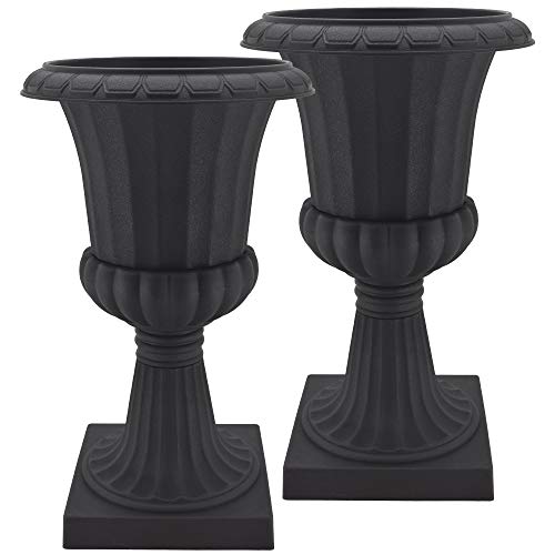 Arcadia Garden Products PL50BK-2 Deluxe Plastic Urn(Pack of 2), Black, 10"x17"
