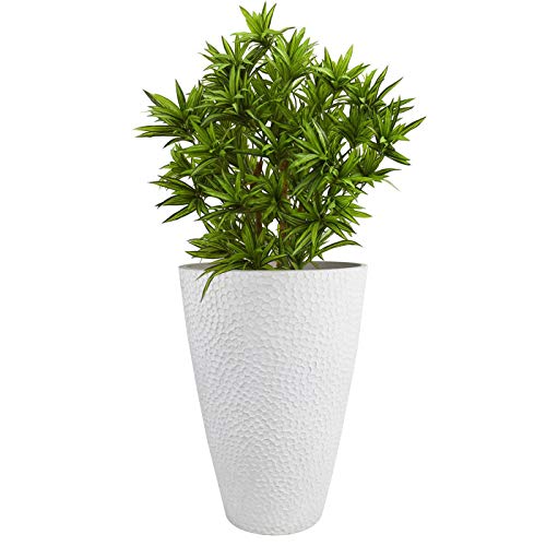 LA JOLIE MUSE Large Outdoor Tall Planter - 20in Indoor Tree Planter, Plant Pot Flower Pot Containers, White,Honeycomb