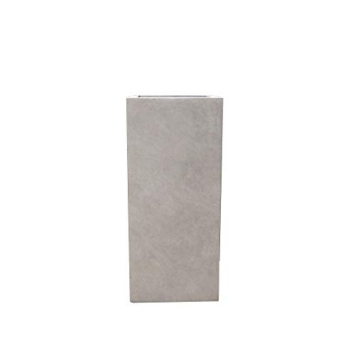 Kante RF0002C-C80021-2 Lightweight Durable Modern Tall Square Outdoor Planter, Weathered Concrete