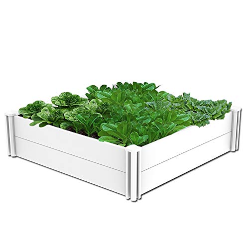 kdgarden Raised Garden Bed Kit 4'x4' Outdoor Above Ground Planter Box for Growing Vegetables Flowers Herbs, DIY Gardening,