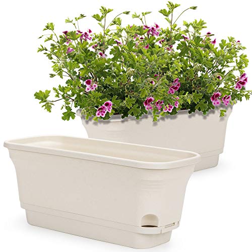 amazing creation 39MWY7X Self Watering Rectangular Flowerpot and Windowsill  Herb Garden Planter, Set of 2, Decorative Pots for Plants, Succulents or