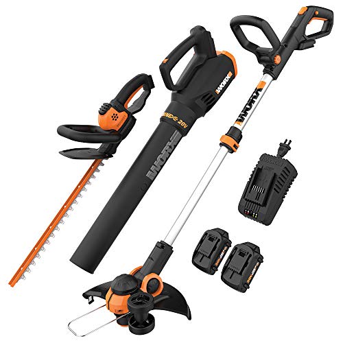 WORX WG931 20V Power Share Cordless Grass, Hedge Trimmer, and Blower, Black and Orange