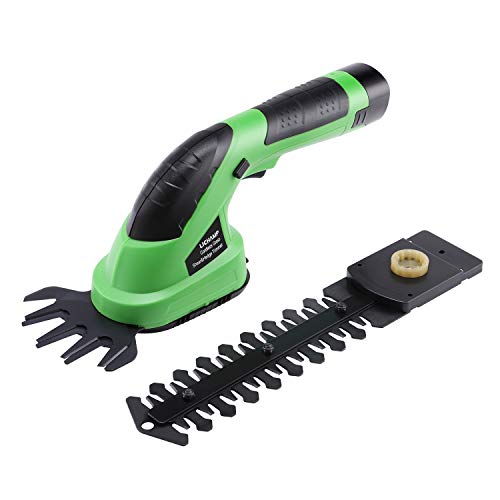 Lichamp 2-in-1 Electric Hand Held Grass Shear Hedge Trimmer Shrubbery Clipper Cordless Battery Powered Rechargeable for