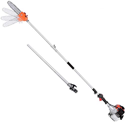 MAXTRA 90-180 Degree Head Adjustable Pole Chainsaw for Tree Trimming with 10 inch Cutting Bar 3.6ft Extension for a 15ft