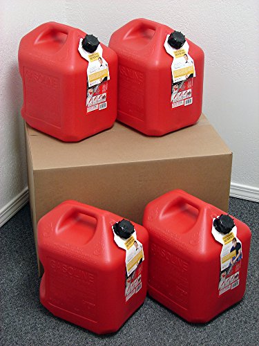 Midwest Can 5 Gallon Gas Can, 4 Pack, Spill Proof Fuel Container - New! - Clean! - Boxed!