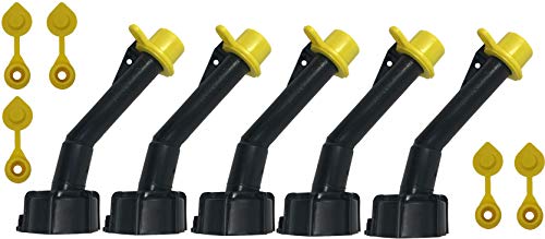 Mr. Yellow Cap Super Spouts Gas Can Spout Replacement for Blitz Old Style Nozzles with Caps and Vents. 5 Pack