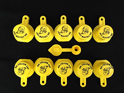 Mr. Yellow Cap Yellow Gas Can Cap That Fits Your Vintage Blitz Spout - 10 Single Caps & 1 FREE Vent