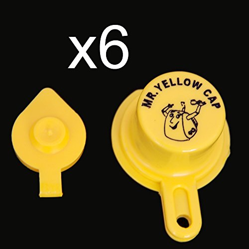 Mr. Yellow Cap Yellow Gas Can Cap That Fits Your Vintage Blitz Spout - 6 Single Caps & 6 Vents