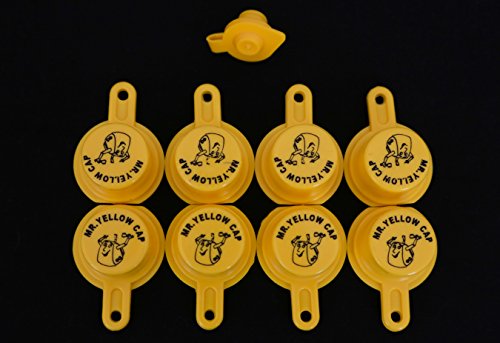 Mr. Yellow Cap Yellow Gas Can Cap That Fits Your Vintage Blitz Spout - 8 Single Caps & 1 FREE Vent