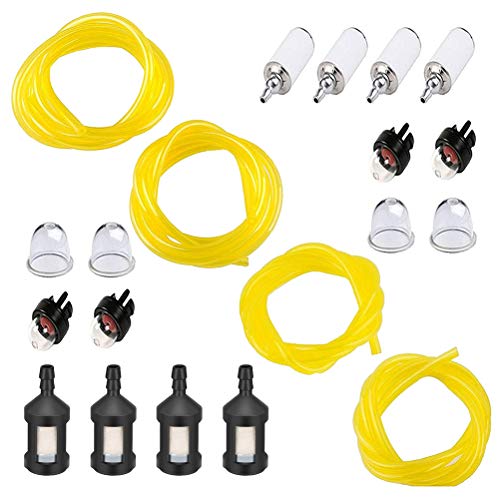 QIUYE 20 Feet Fuel Lines Hose (4 Sizes) with Fuel Filter and Primer Bulb, Replacement Set for Chainsaw String Trimmer Leaf
