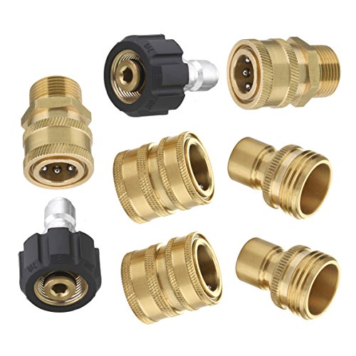 M MINGLE Mingle Ultimate Pressure Washer Adapter Set, Quick Disconnect Kit, M22 Swivel to 3/8 Inch Quick Connect, 3/4 Inch to Quick
