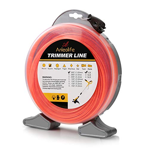 Anleolife 1-Pound Commercial Square .065-Inch-by-370-ft String Trimmer Line Donut,with Bonus Line Cutter, Orange
