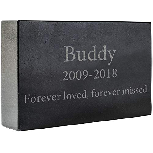 PlaqueMaker Black Granite Memorial Headstone for Lost Loved Ones, Dogs, Cats, and Family Pets. Great for Your Garden, Tree