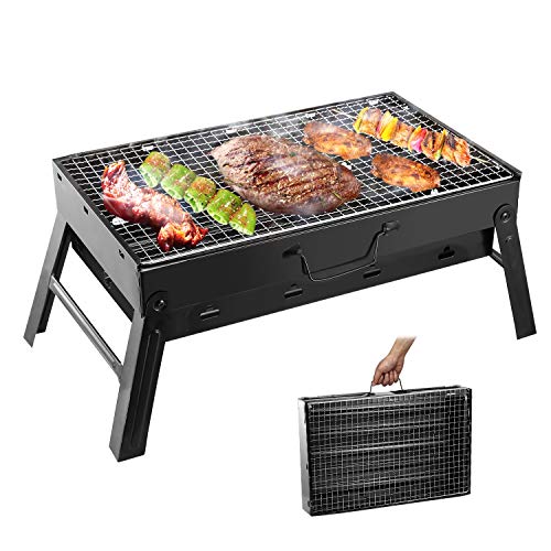 Moclever Folding Portable Barbecue Charcoal Grill, Moclever Stainless Steel Small Charcoal Grill, Mini BBQ Tool Kits for Outdoor