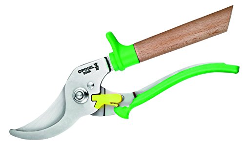 Opinel Hand Pruning Shears with non-slip beech wood handle perfect for bypass trimmers, garden, hedge, lawn clippers or hand