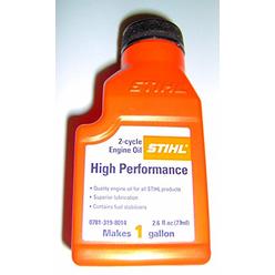 Stihl High Performance 2 cycle Engine Oil 2.6 ounce bottle MAKE 1 GALLON 0781-319-8014 (1 bottle)