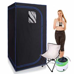 SereneLife SLISAU35BK Full Size Portable Steam Sauna â€“Personal Home Spa, with Remote Control, Foldable Chair, Timer