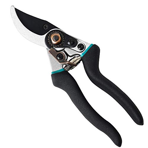 FLORA GUARD 8.7 Inch Professional Pruning Shears- Upgraded SK-5 Wavy High Carbon Steel Blades Garden Shears with Safety Lock,