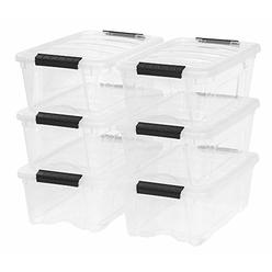 IRIS USA TB-42 12 Quart Stack & Pull Box, Clear, 6 Stack and pull