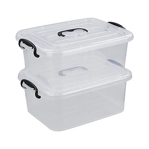 Nicesh 8 L Clear Plastic Storage Box with Handle, 2-Pack
