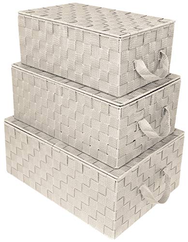 Sorbus Storage Box Woven Basket Bin Container Tote Cube Organizer Set Stackable Storage Basket Woven Strap Shelf Organizer