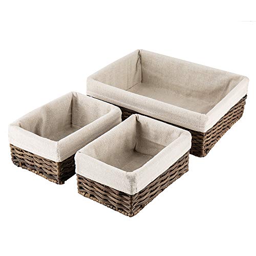 Hosroome HOSROOME Handmade Wicker Storage Baskets Set Shelf Baskets Woven  Decorative Home Storage Bins Decorative Baskets Organizing