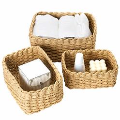 LA JOLIE MUSE Woven Storage Baskets, Recycled Paper Rope Bin Organizer Divider for Cupboards Drawer Closet Shelf Dresser, Set
