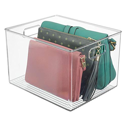 mDesign Plastic Home Storage Basket Bin with Handles for Organizing Closets, Shelves and Cabinets in Bedrooms, Bathrooms,