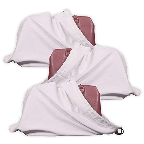 DIOMMELL 3 Pack Cotton Breathable Drawstring Dust Covers Large Cloth  Storage Pouch String Bag for Handbags Purses Shoes