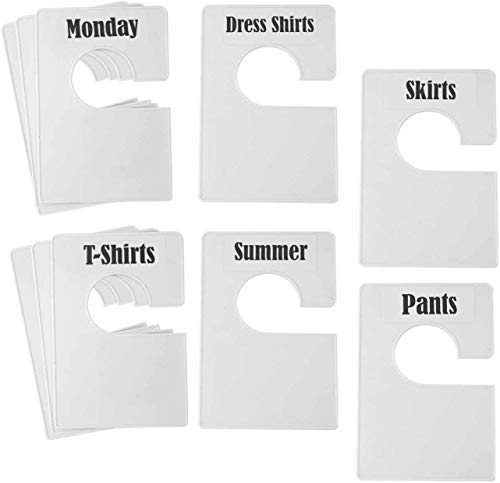 DMLNN DMLNN TraGoods 32 Pack White Clothing Rack Size Dividers Plus 150 Labels (1 Inch) and 40 Large Blank Labels, Large Rectangular