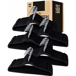 Utopia Home Premium Velvet Hangers 150 Pack - Non-Slip Clothes Hangers - Black Hangers - Suit Hangers with 360 Degree Rotatable 