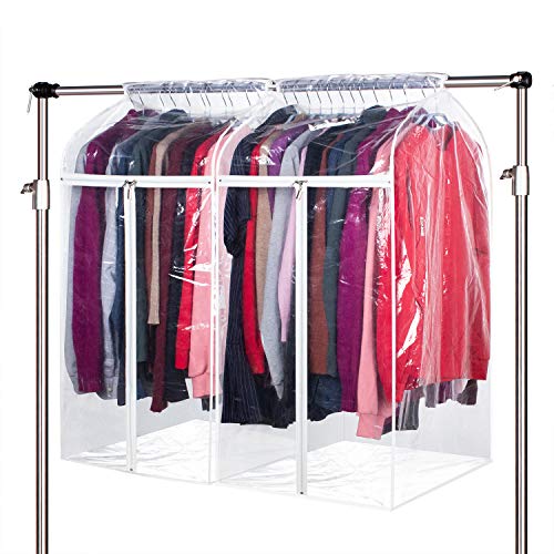 Zilink Clear Garment Bags for Storage 40 inch (2 Pack) Dust-Proof Hanging Garment Rack Cover Suit Bags Organizer Hanging