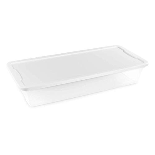 Homz Products Homz Snaplock Clear Storage Bin with Lid, Large-41 Quart, White, 2 Pack