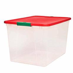 Homz Products HOMZ Holiday Plastic Container Clear Storage Bin with Lid, 64 Quart-23.5" x 16.125" x 13.5", 2 Sets
